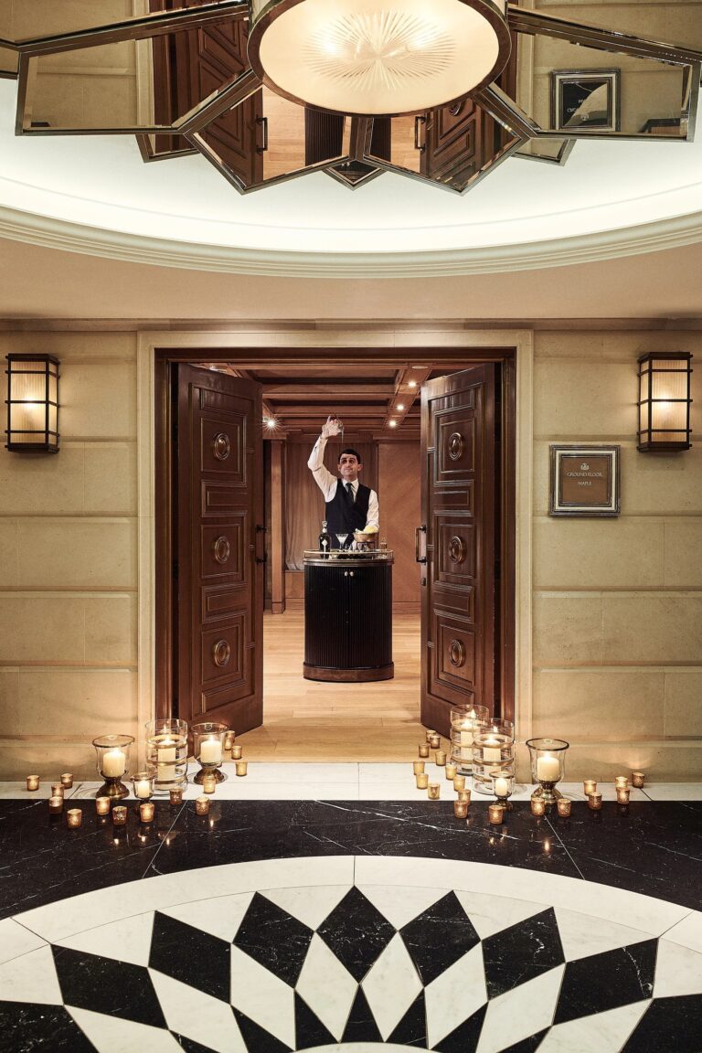 Candlelit entrance to the Maple Room, The Connaught