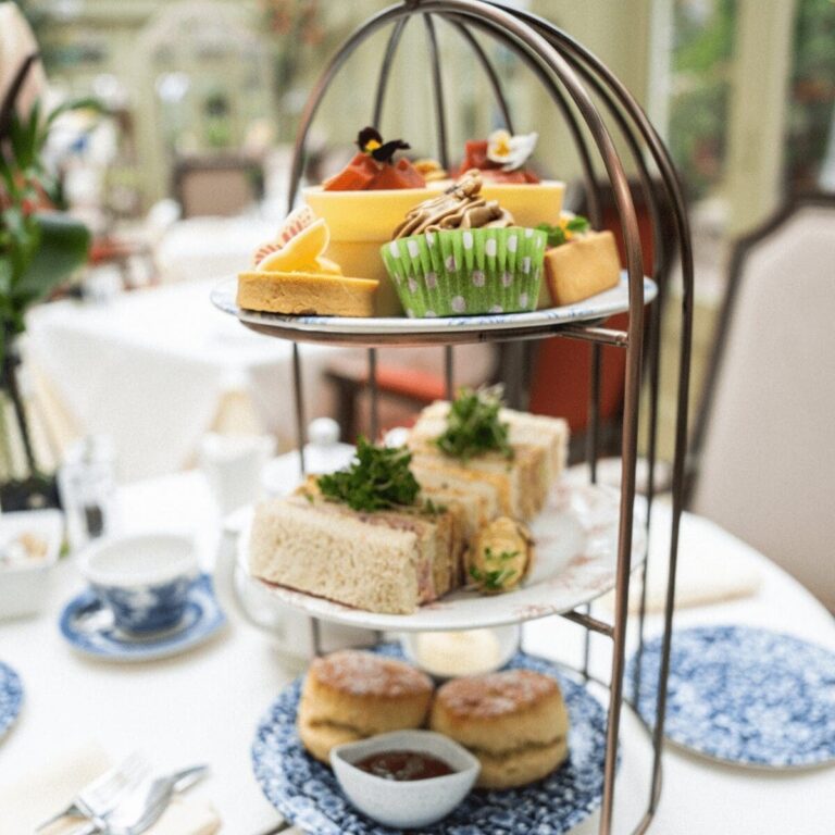 Afternoon tea on a tiered stand, Coombe Abbey