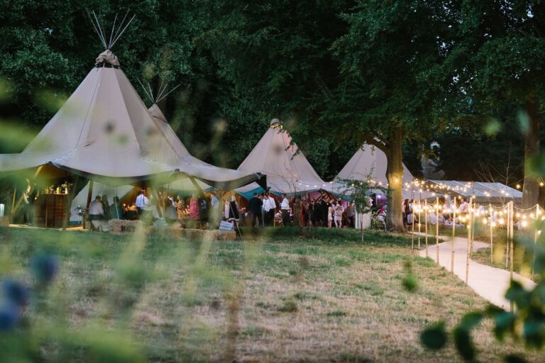 Tipis set among the gardens, Cornwell Manor