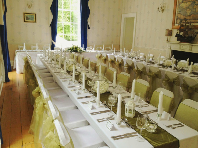 The dining room set for a wedding breakfast, Cortes House