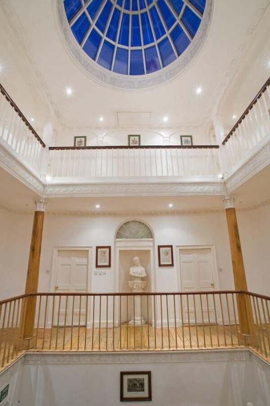The glass-topped atrium