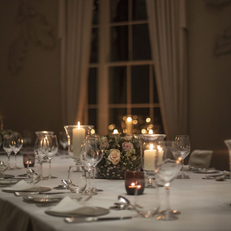 A Candlelit Wedding Dinner in the Tower House, Coworth Park