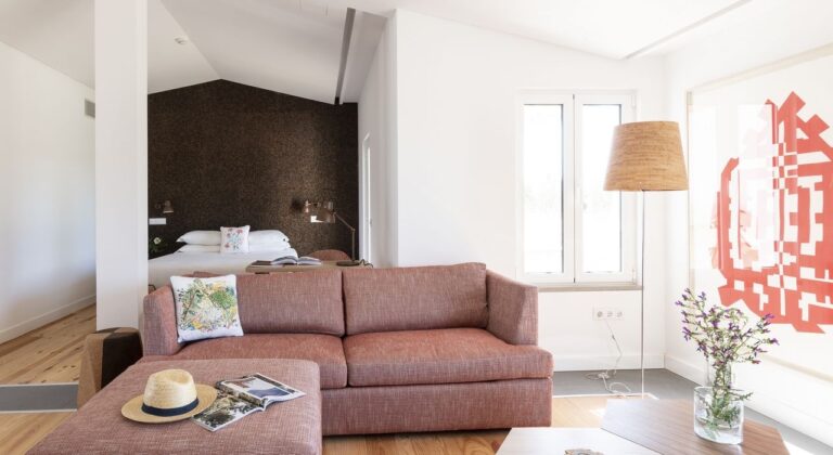 Open-plan bedroom and living area, Craveiral Farmhouse
