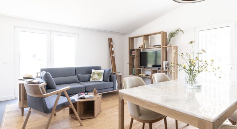 Living and dining area of a larger house, Craveiral Farmhouse