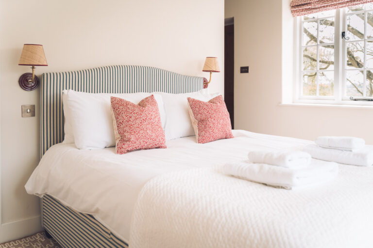 The Garden Room, refurbished in 2026, with a kingsize bed and garden-facing window, Crockwell Farm