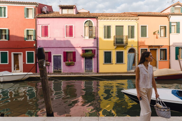 Colourful houses of Burano beside a canal, Danieli, Venezia, A Four Seasons Hotel