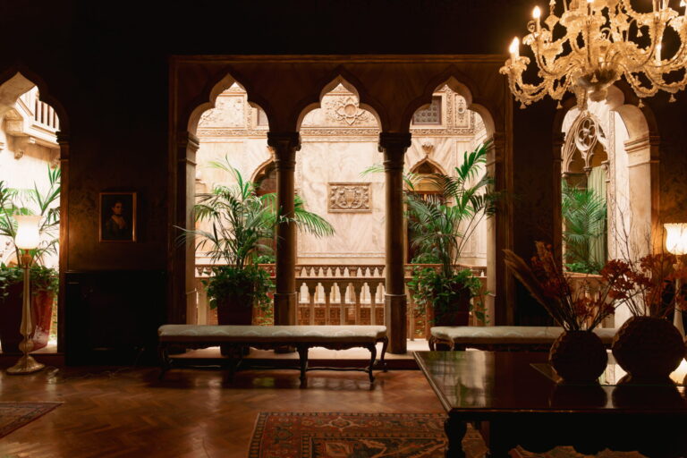 Venetian Gothic arches and a chandelier, Danieli, Venezia, A Four Seasons Hotel
