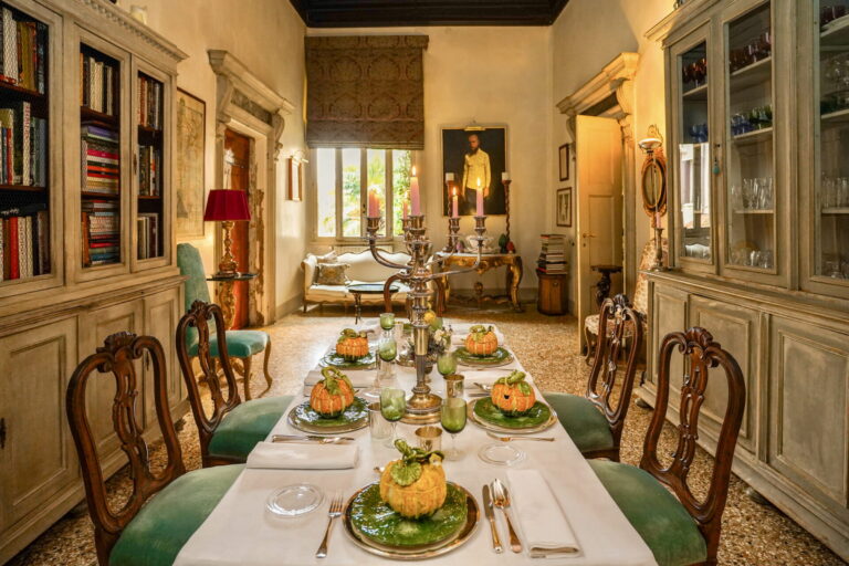 Private dining table laid in a historic room, Danieli, Venezia, A Four Seasons Hotel