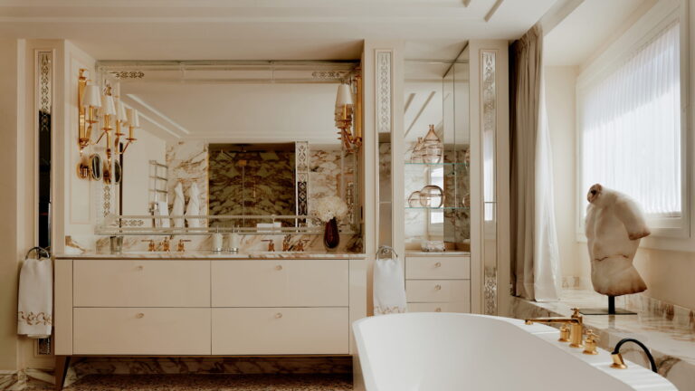 Marble bathroom with freestanding bath, Danieli, Venezia, A Four Seasons Hotel
