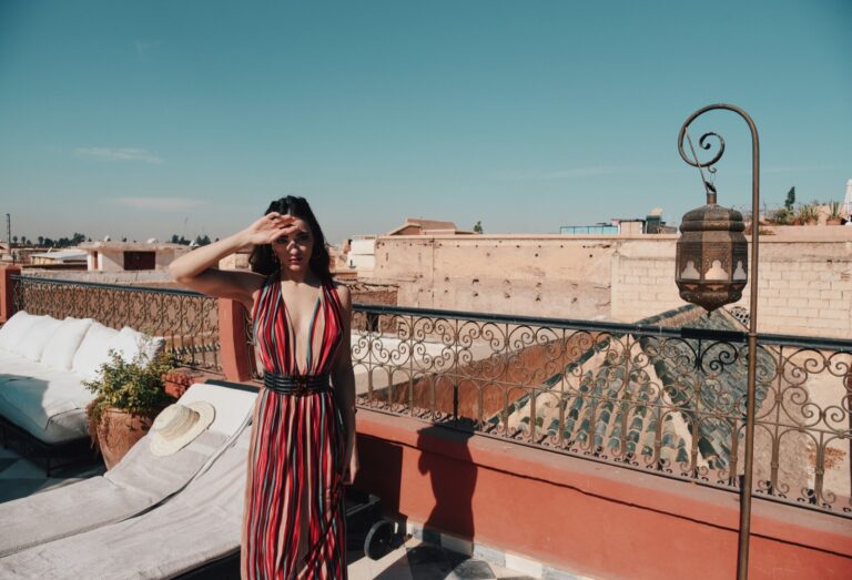 Rooftop terrace of the riad with views across the medina, Dar Jaguar