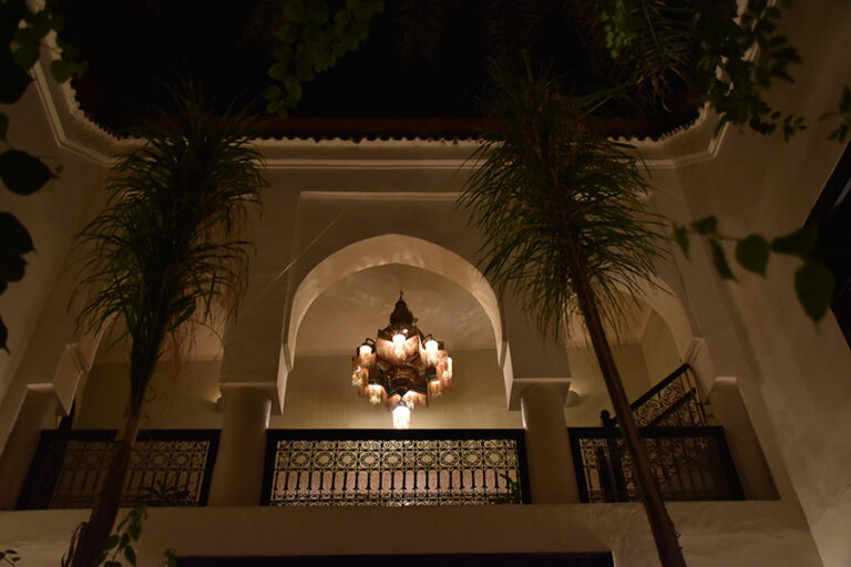 Courtyard galleries at night, Dar Jaguar