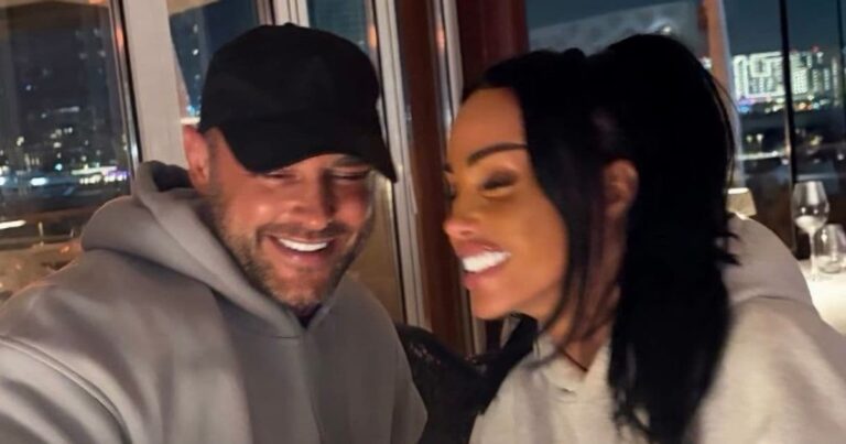 A couple smiling together