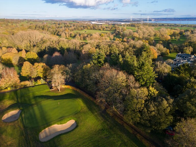 Aerial view of the golf course through the woods, Delta Hotels St. Pierre Country Club