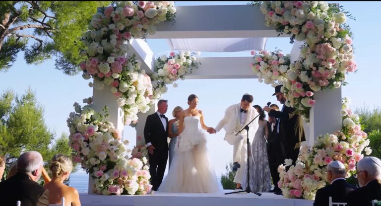 A seaside chuppah of roses at Four Seasons Cap Ferrat, Denee Motion