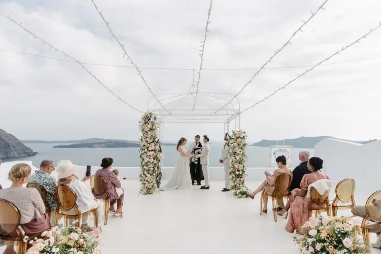 A ceremony under a glass roof at the Diamond Rock Venue, Santorini, Diamond Rock Santorini