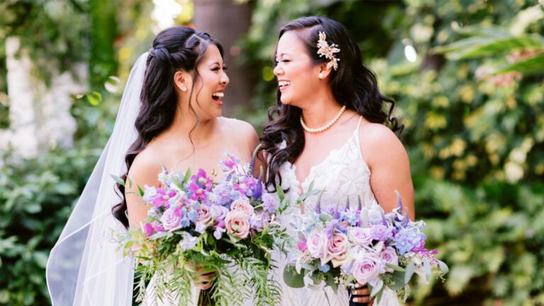 Two brides with bouquets at Disneyland Paris, Disneyland Paris