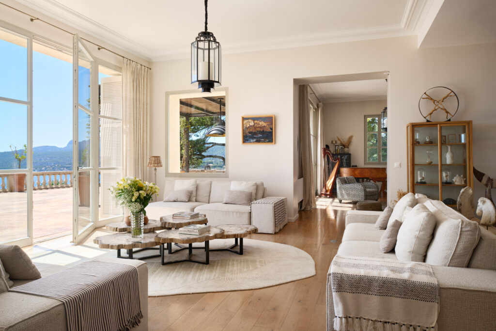 A salon with French windows to the terrace, Domaine de Canaille