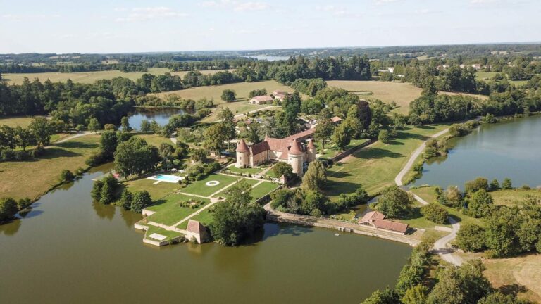 The estate and its lakes from the air, Domaine des Etangs, Auberge Collection