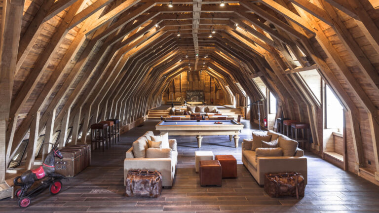 Les Combles, the attic space beneath the château roof timbers, Domaine des Etangs, Auberge Collection