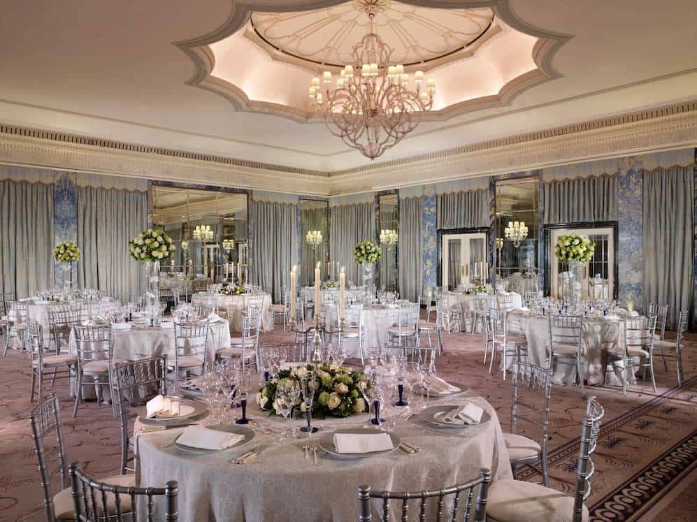dorchester review llroom white flower social set up silver chairs high res 1
