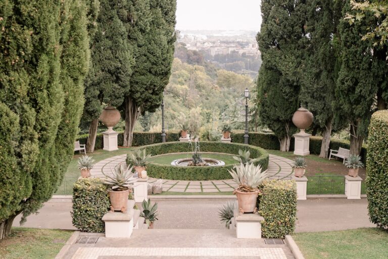 Formal garden with cypresses at Villa Miani, Rome, Dream Weddings By Francesca Resciniti