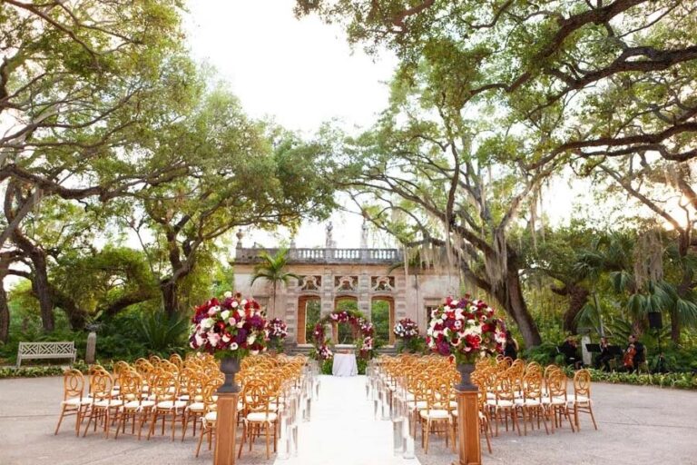 Ceremony seating facing the villa, Vizcaya Museum and Gardens, Miami, Duke Photography