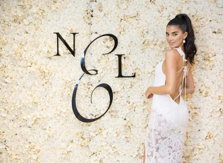 Monogram set in a white flower wall, Montage Laguna Beach, Duke Photography
