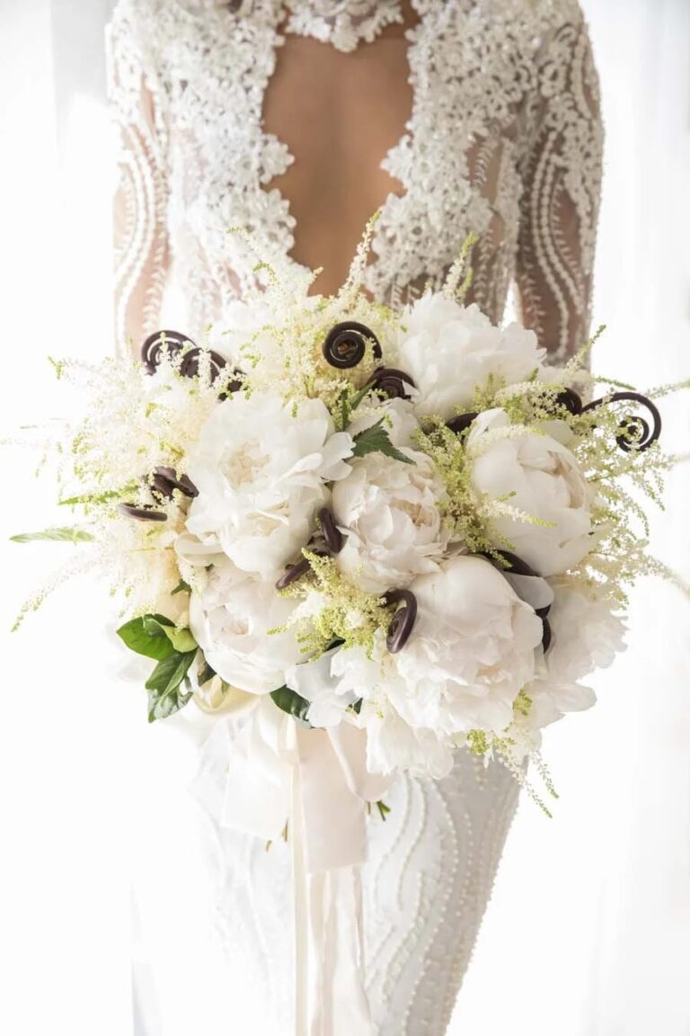 Bridal bouquet of white blooms, Montage Laguna Beach, Duke Photography