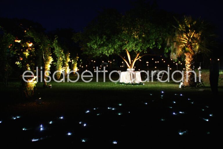 A night garden reception, strung with fairy lights, Elisabetta Cardani