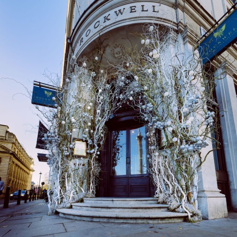 The willow branch and fairy light installation at Rockwell's, Trafalgar St. James's Hotel, Elizabeth Marsh Floral Design