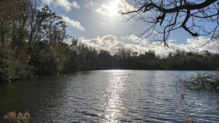 The 23-acre lake on the Orchardleigh Estate, used for fishing by wedding parties, Elmhay Park