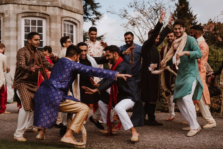 Guests dancing together at the celebration, Elmore Court