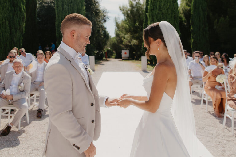 The ring exchange on a white-gravel aisle lined with cypress trees, Istria, Flammeum