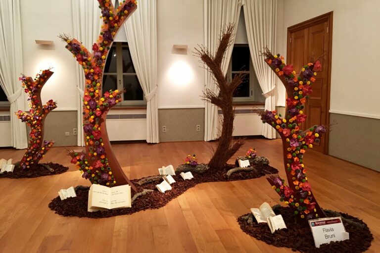 A sculptural installation of flowering trees, FLEURAMOUR 2017, Alden Biesen Castle, Flavia Bruni