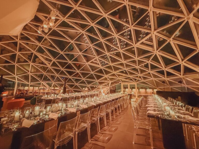 Dinner beneath the geodesic dome of La Lanterna di Fuksas, Floreventi