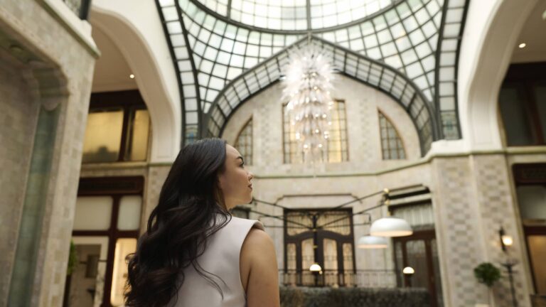 Lobby beneath the glass cupola, Four Seasons Hotel Gresham Palace