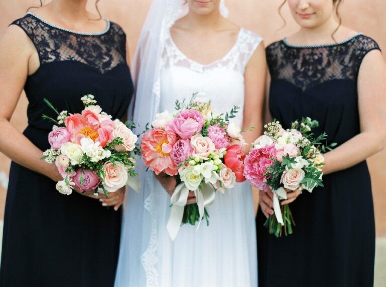 A peony bridal bouquet in blush and cream, Villa Mangiacane, Franci's Flowers Wedding Design