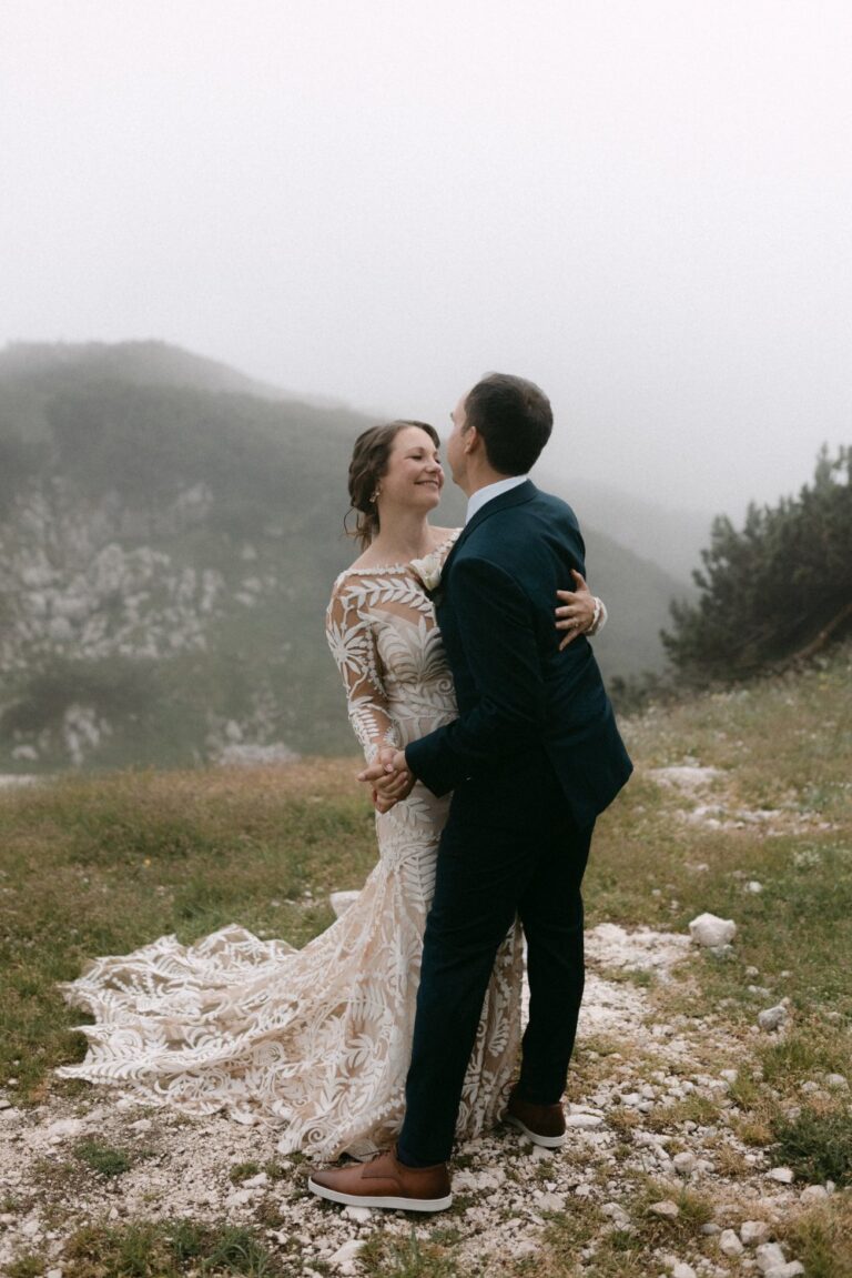 Couple walking in the mist on the Untersberg above Salzburg, Getting Married In Austria
