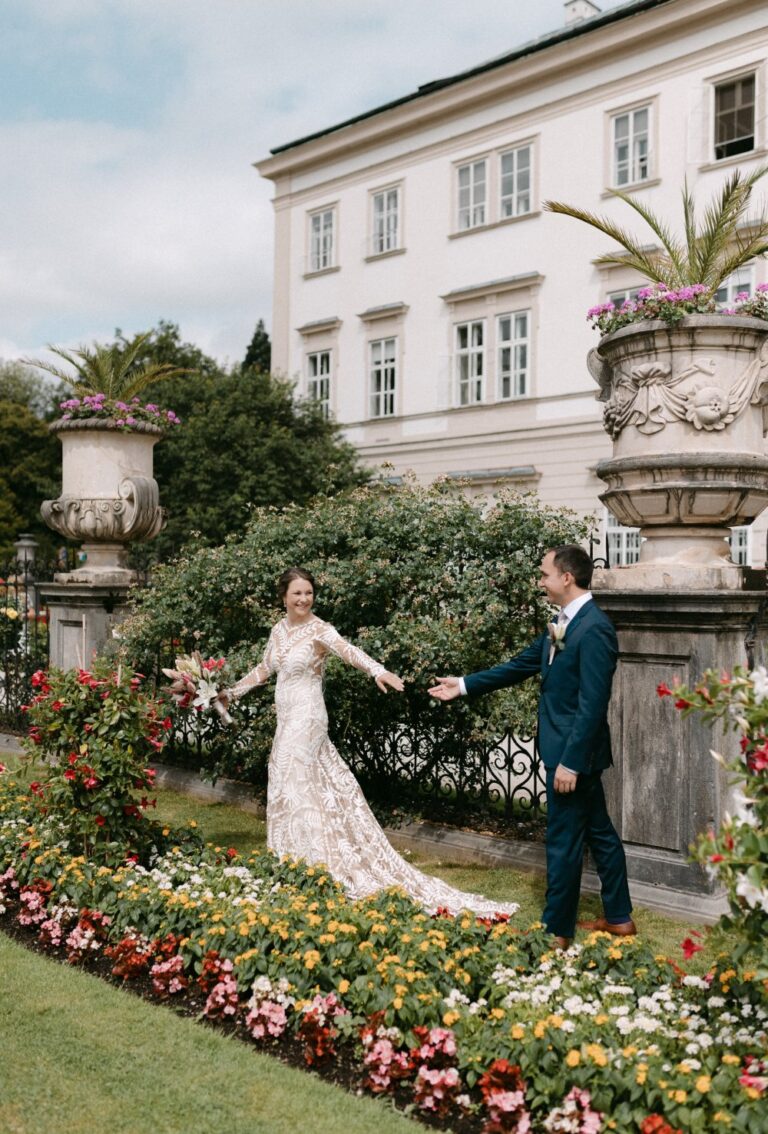 Couple in the gardens of Schloss Mirabell, Salzburg, Getting Married In Austria