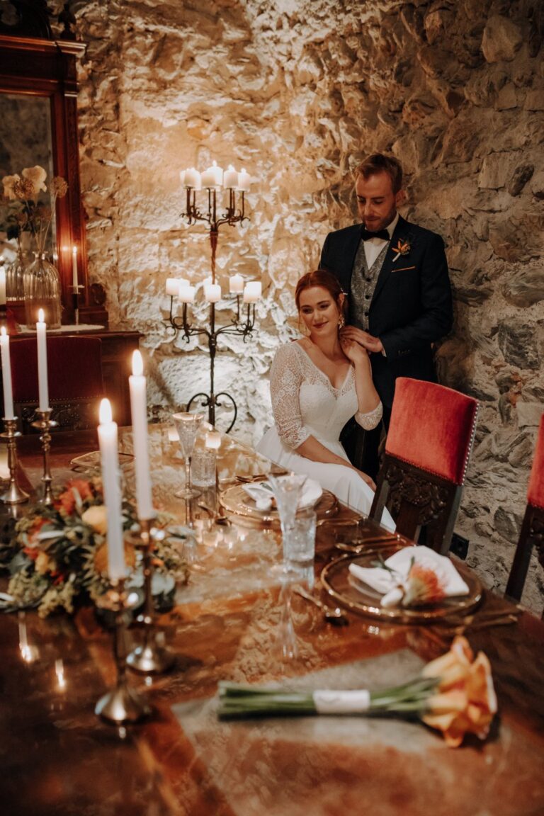 Candlelit room with the couple, Schloss Mittersill, Getting Married In Austria
