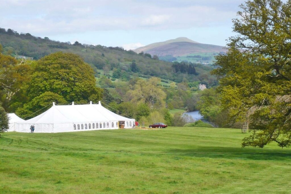 Marquee receptions by the River Usk