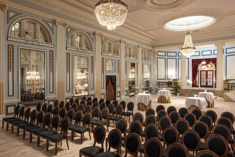 The Ballroom set with rows of chairs, Gleneagles