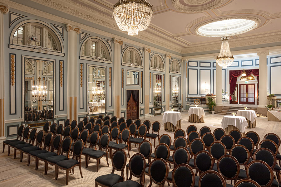 The Ballroom set with rows of chairs, Gleneagles