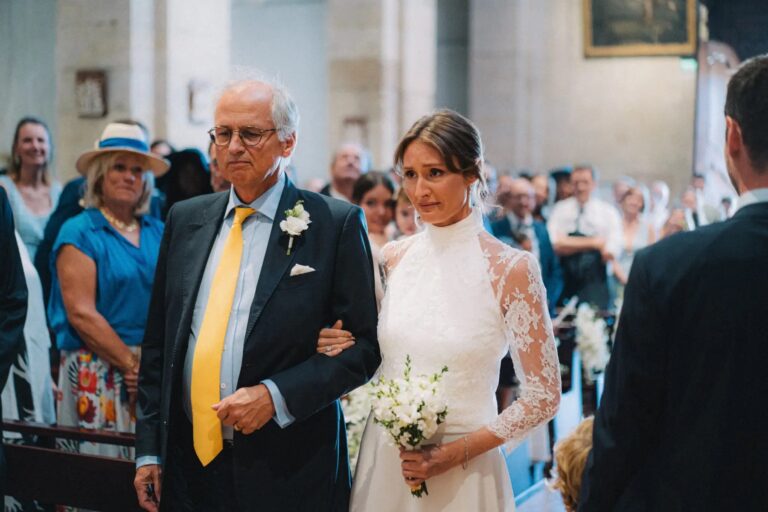 The bride walking down the aisle with her father, Château de Valmousse, Provence, Gordon Wedding Films