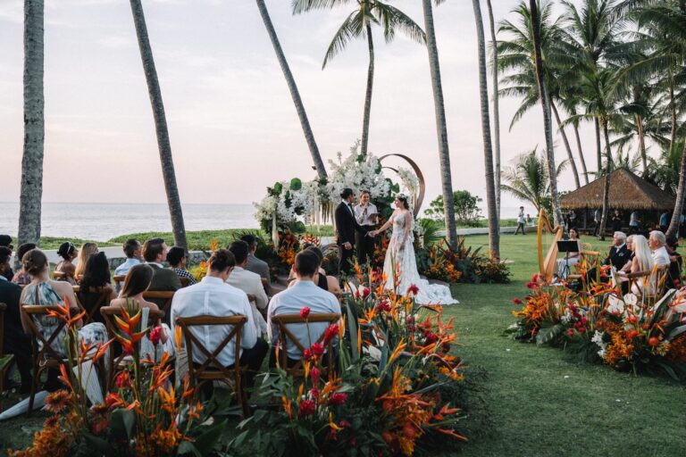 Zarah and Sam's ceremony on the lawn by the sea, Villa Jia Jivana, Phuket, Thailand, Gordon Wedding Films