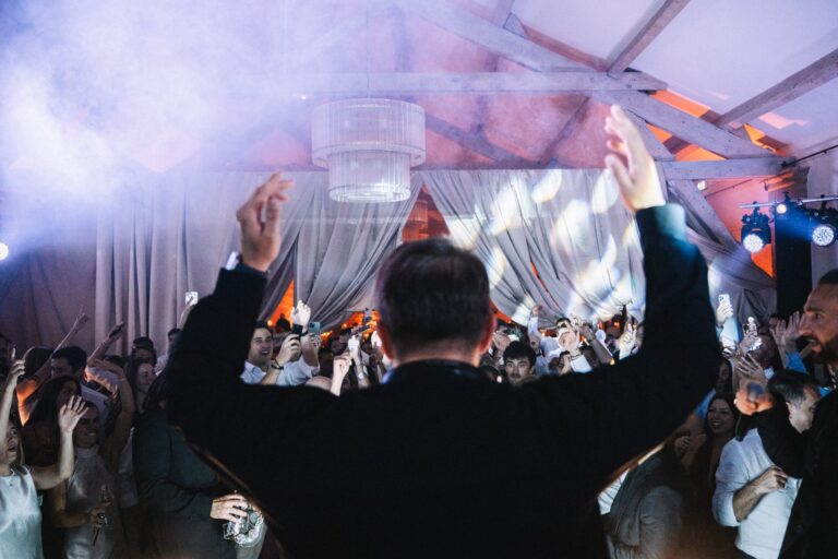 Guests dancing under the marquee at night, Pernes-les-Fontaines, Vaucluse, Gordon Wedding Films