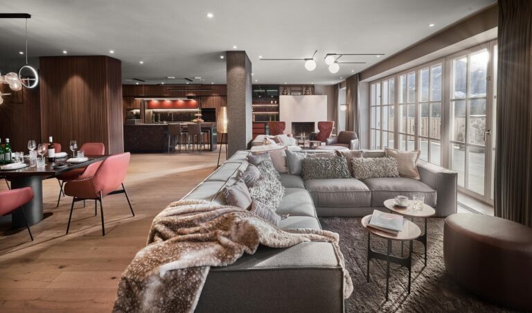 Suite lounge and dining area, Grand Tirolia Kitzbuhel