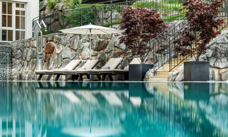 Outdoor pool terrace, Grand Tirolia Kitzbuhel