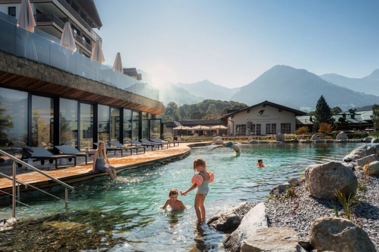 Natural swimming pond at the Grand Family Spa, Grand Tirolia Kitzbuhel
