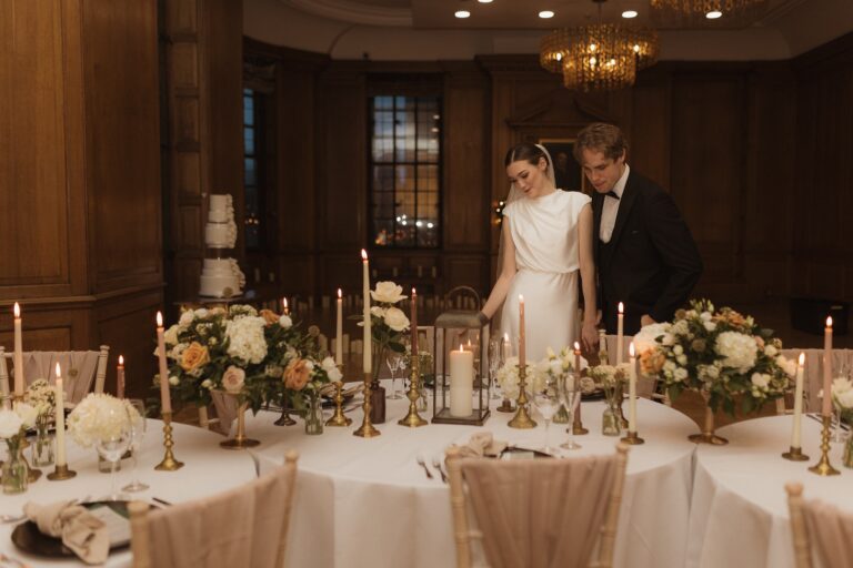 Couple at a candlelit wedding table, The Grand Hotel & Spa York